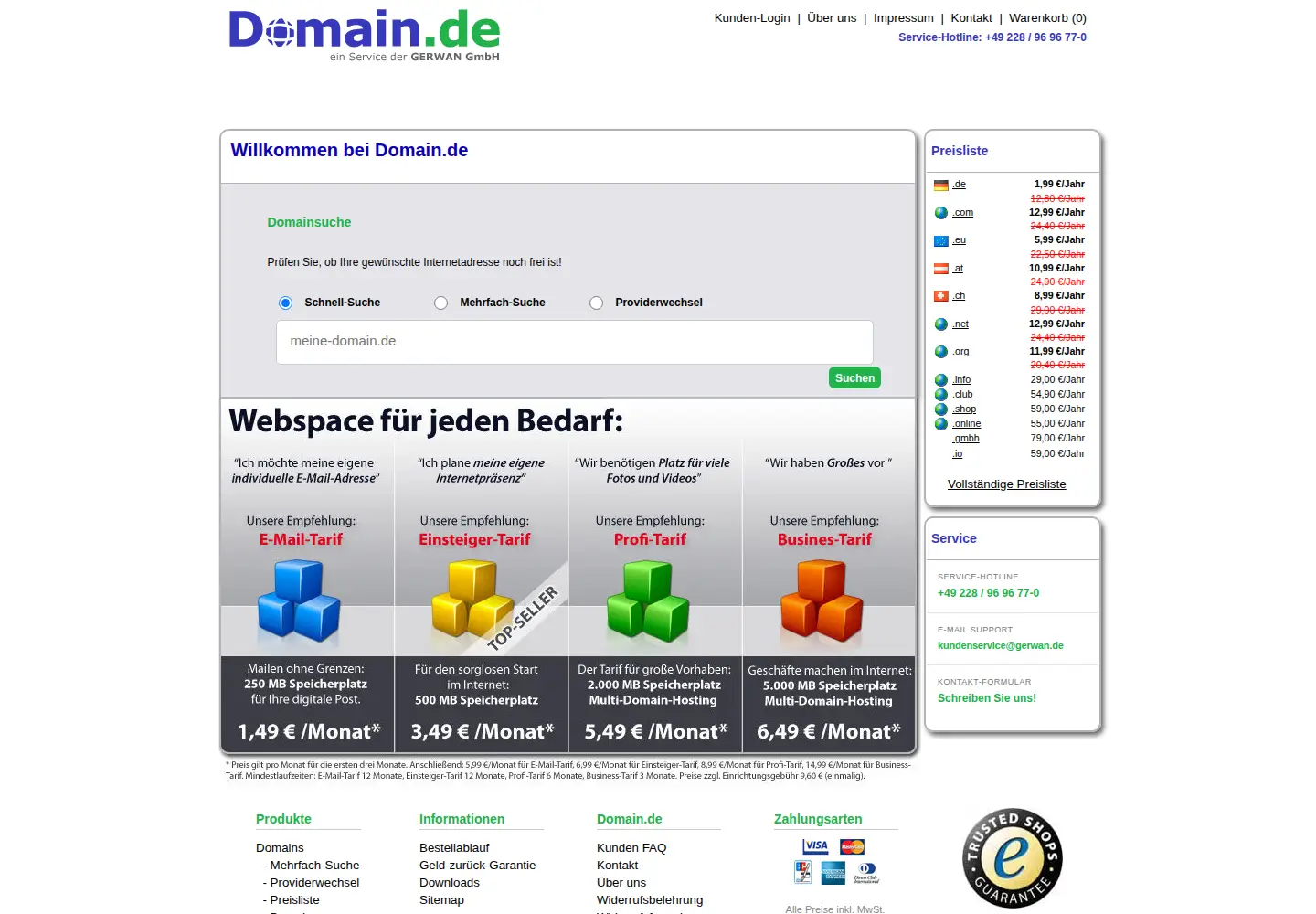 Screenshot of domain.de