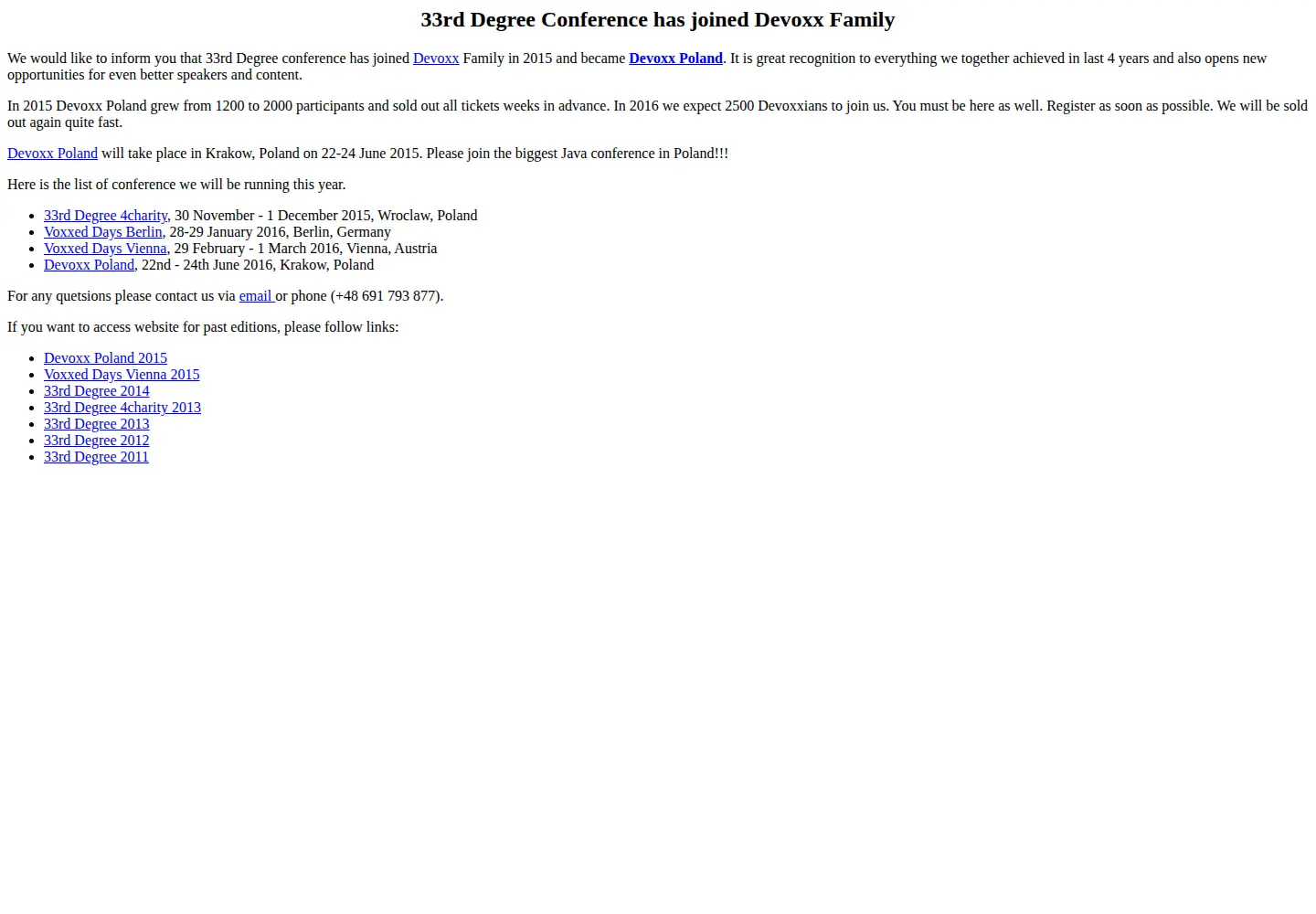 Captured homepage of 33degree.org in the current scan
