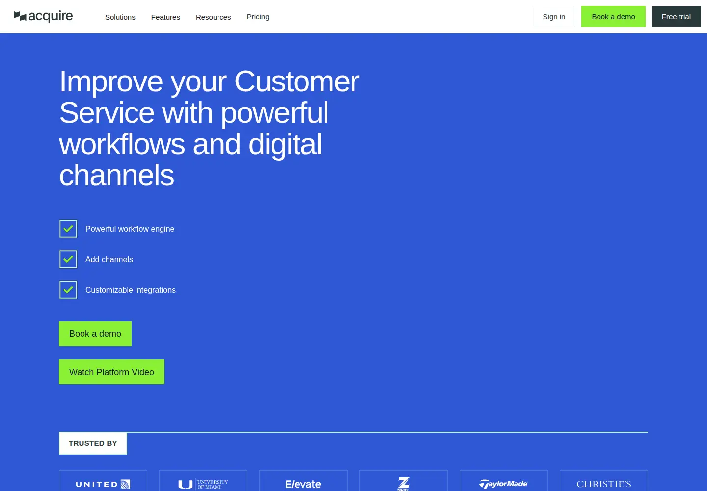 Captured homepage of acquire.io in the current scan