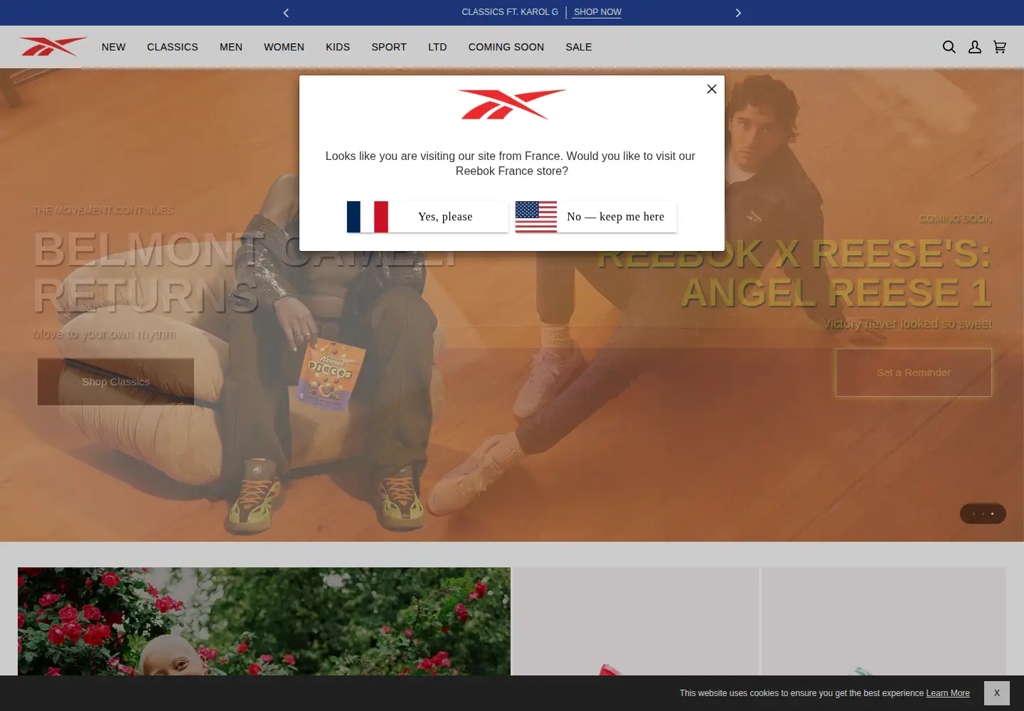 Screenshot of reebok.com