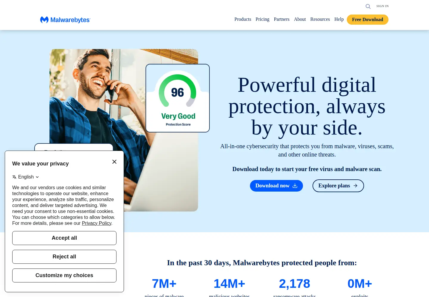 Screenshot of malwarebytes.com