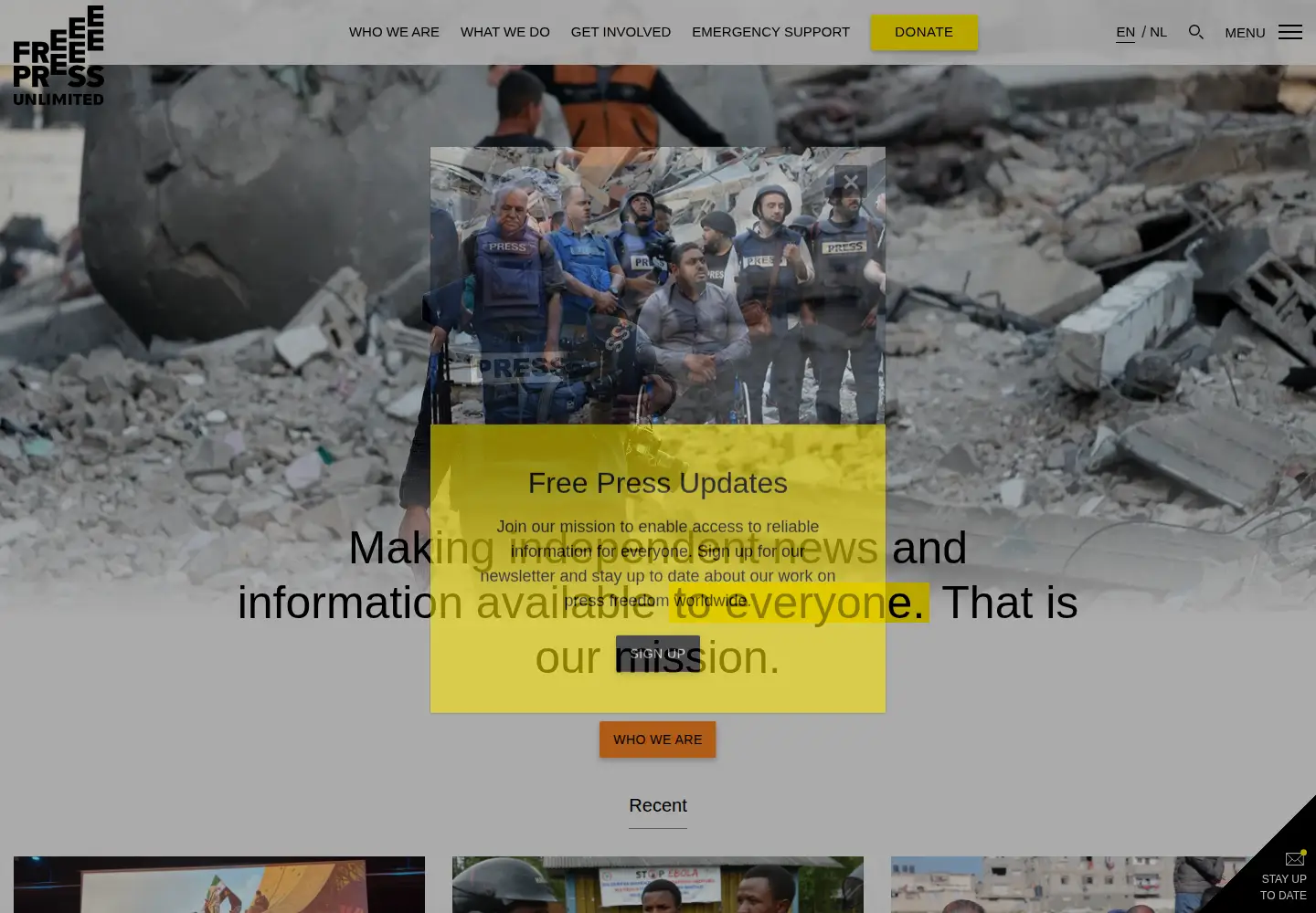 Screenshot of freepressunlimited.org