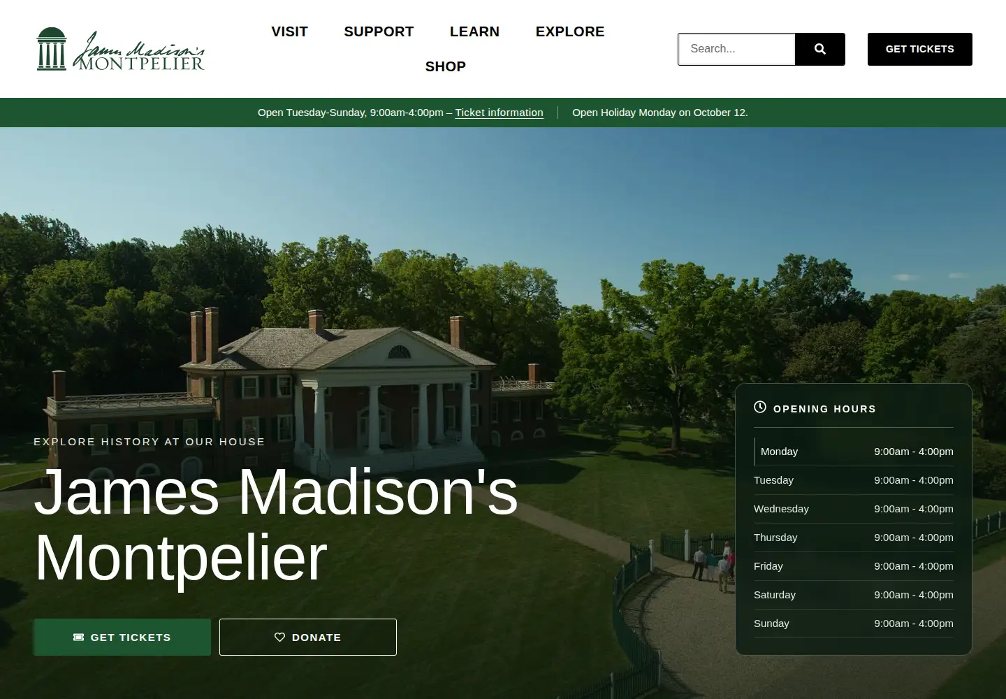 Captured homepage of montpelier.org in the current scan