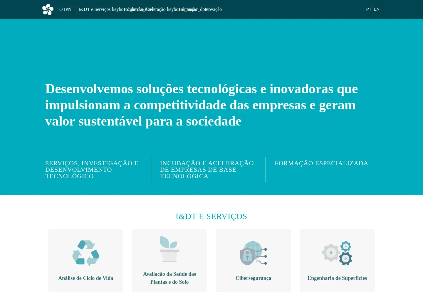 Captured homepage of ipn.pt in the current scan