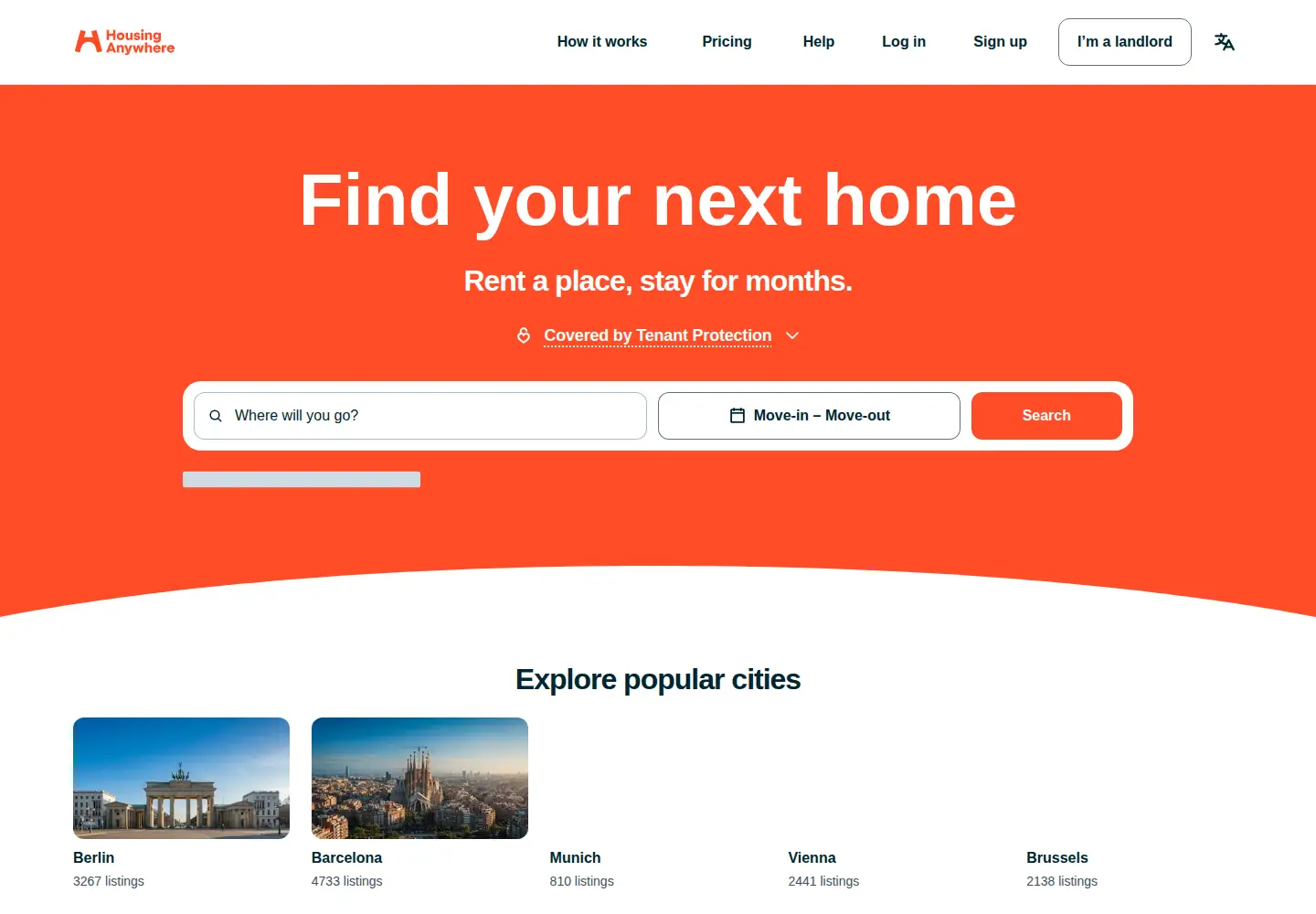 Screenshot of housinganywhere.com