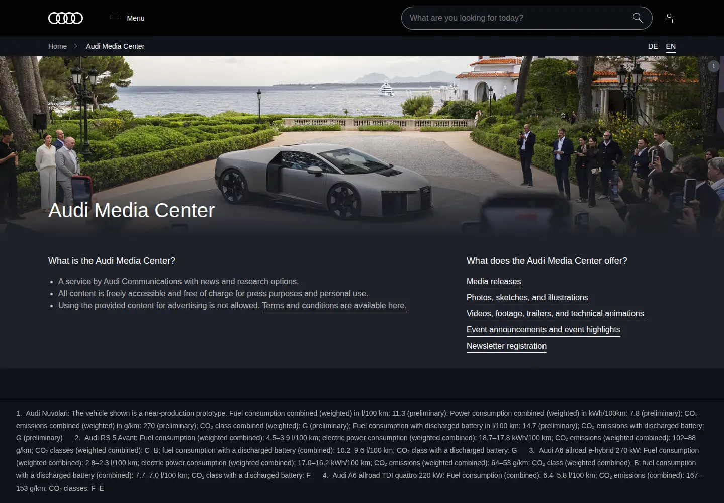 Screenshot of audi-mediacenter.com