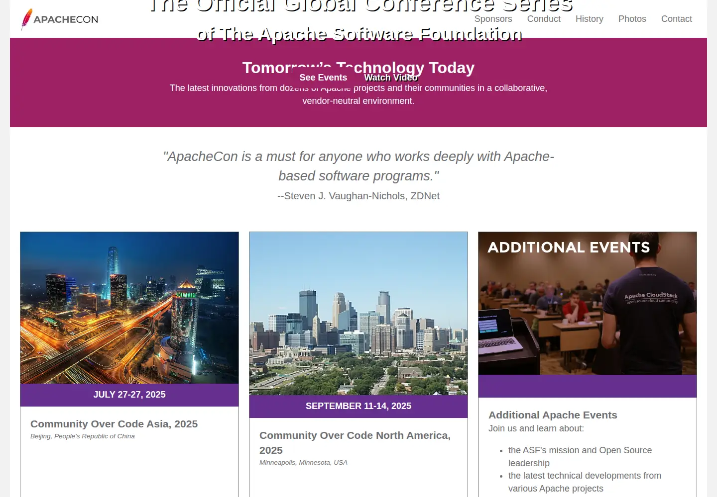 Screenshot of apachecon.com