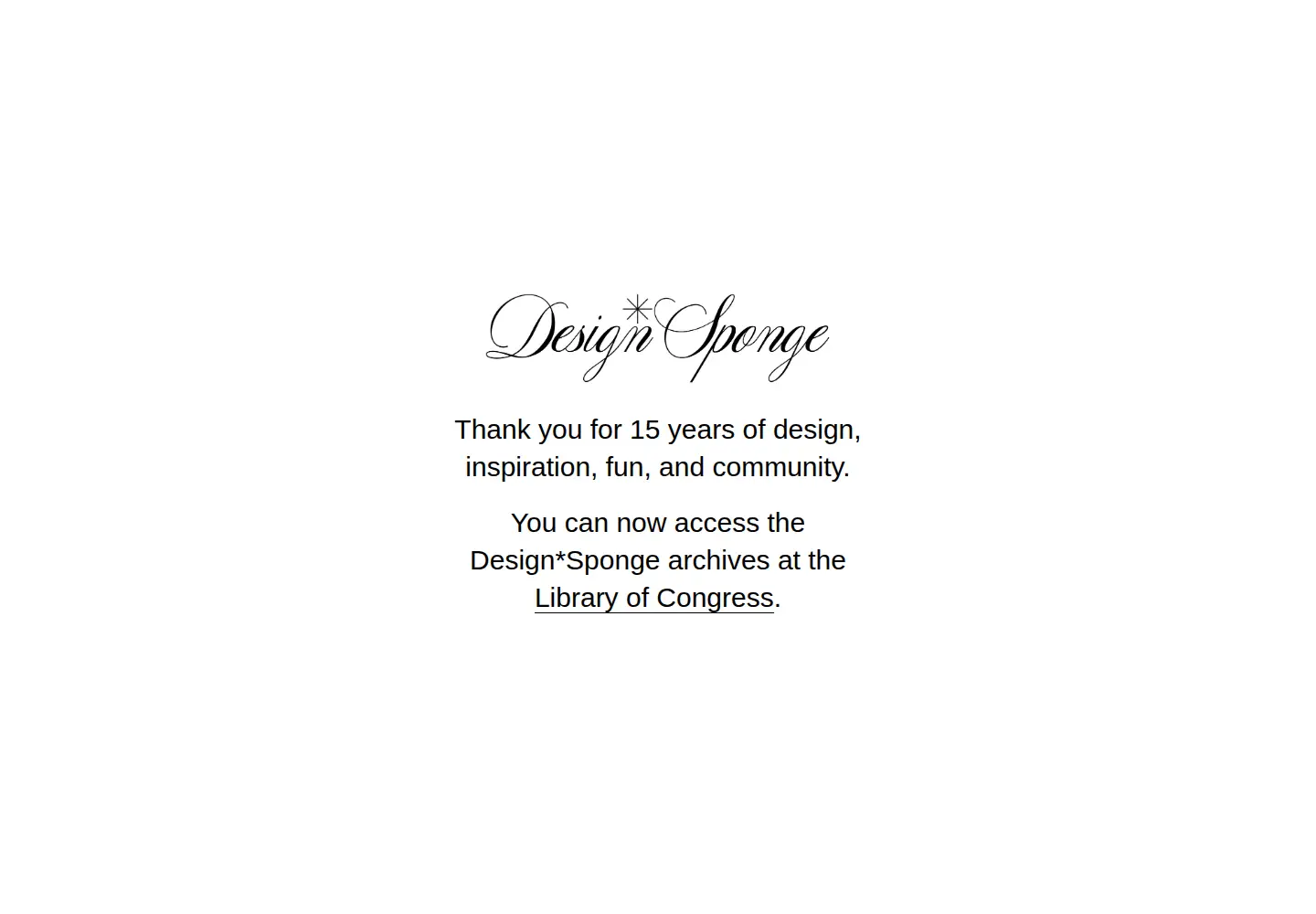 Captured homepage of designsponge.com in the current scan