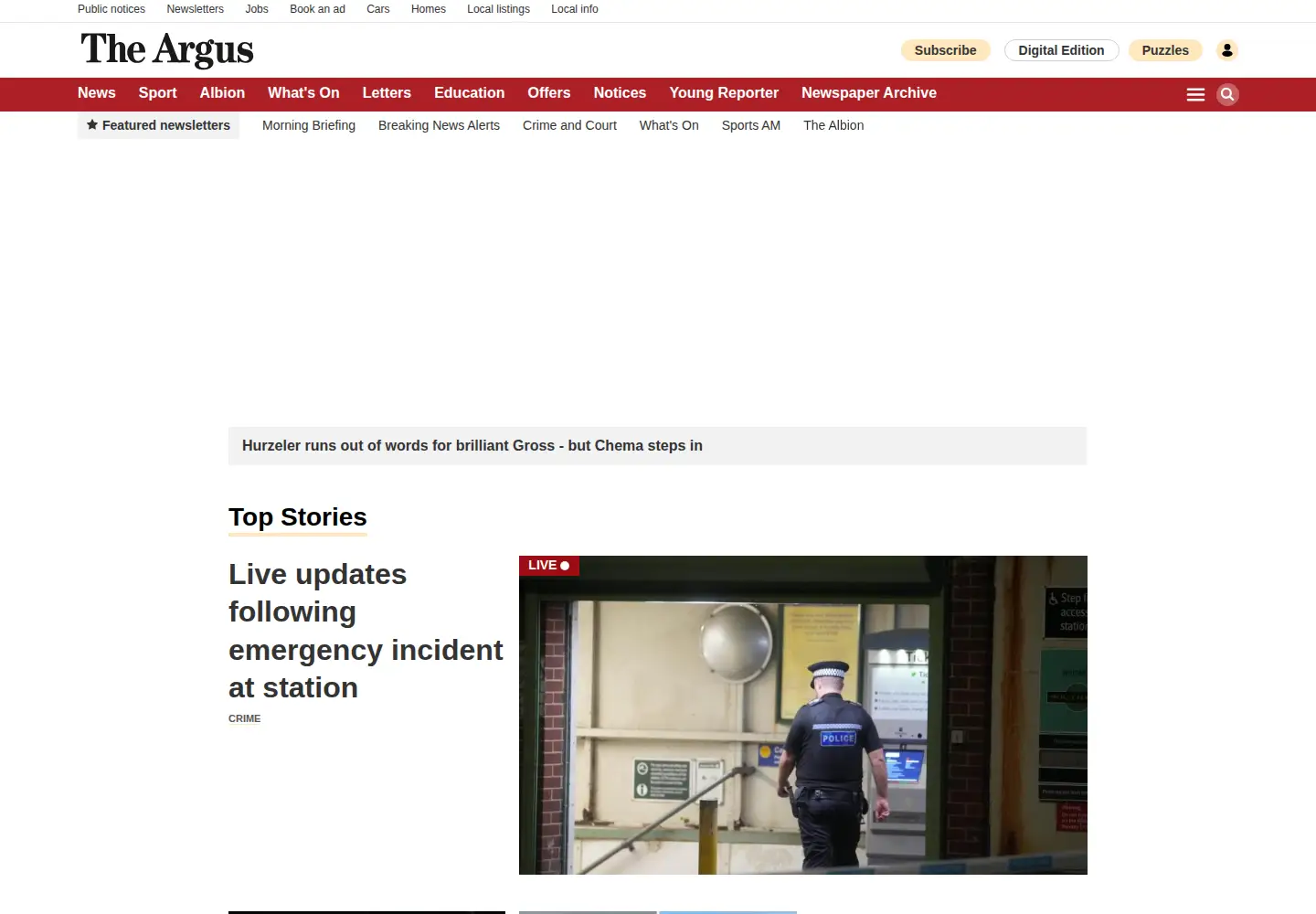 Screenshot of theargus.co.uk
