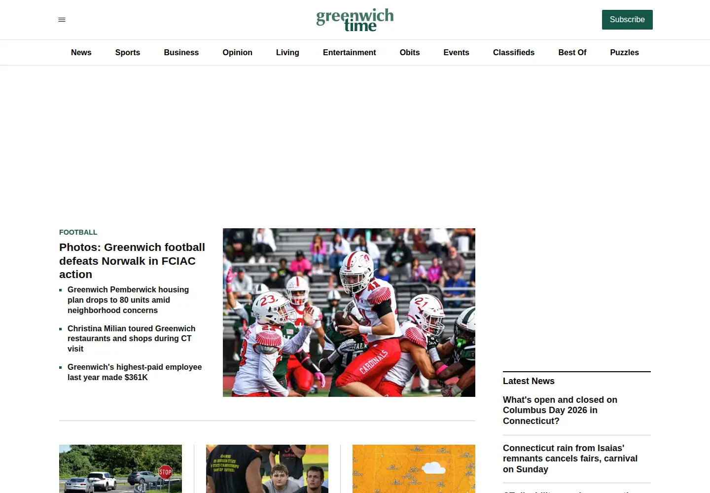 Captured homepage of greenwichtime.com in the current scan