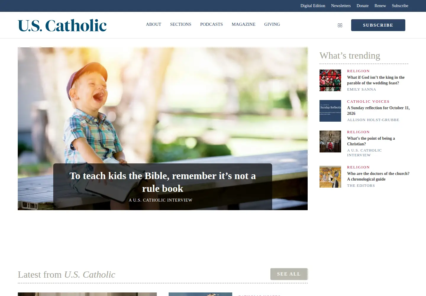 Screenshot of uscatholic.org