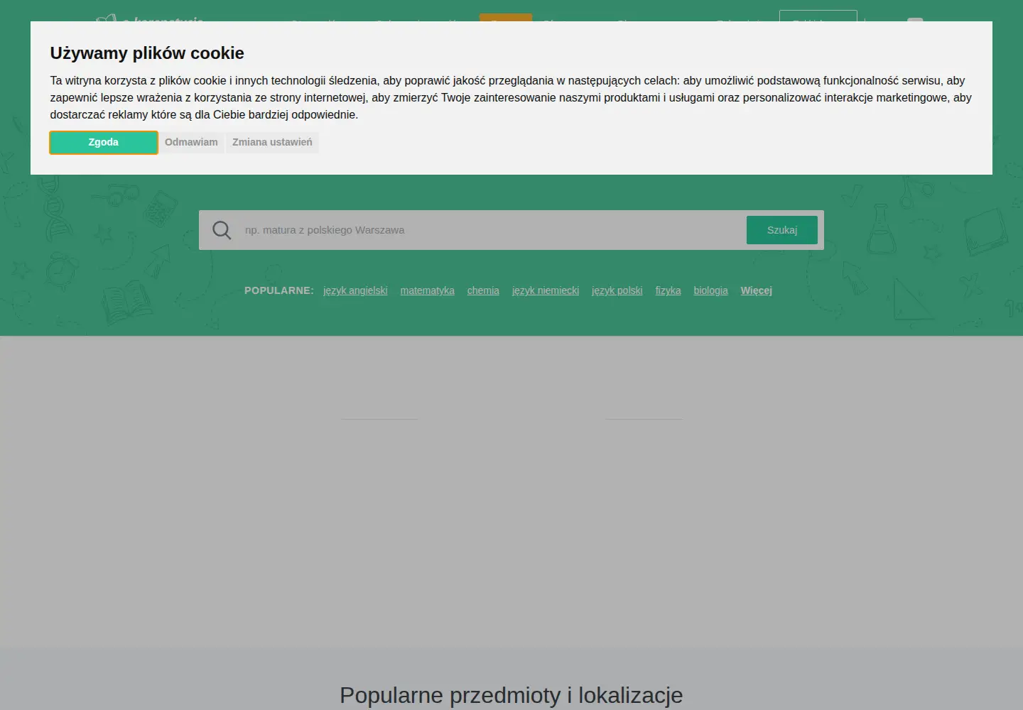 Captured homepage of e-korepetycje.net in the current scan