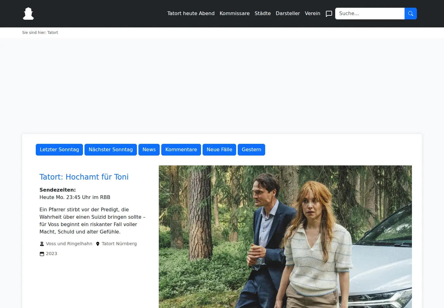 Captured homepage of tatort-fans.de in the current scan