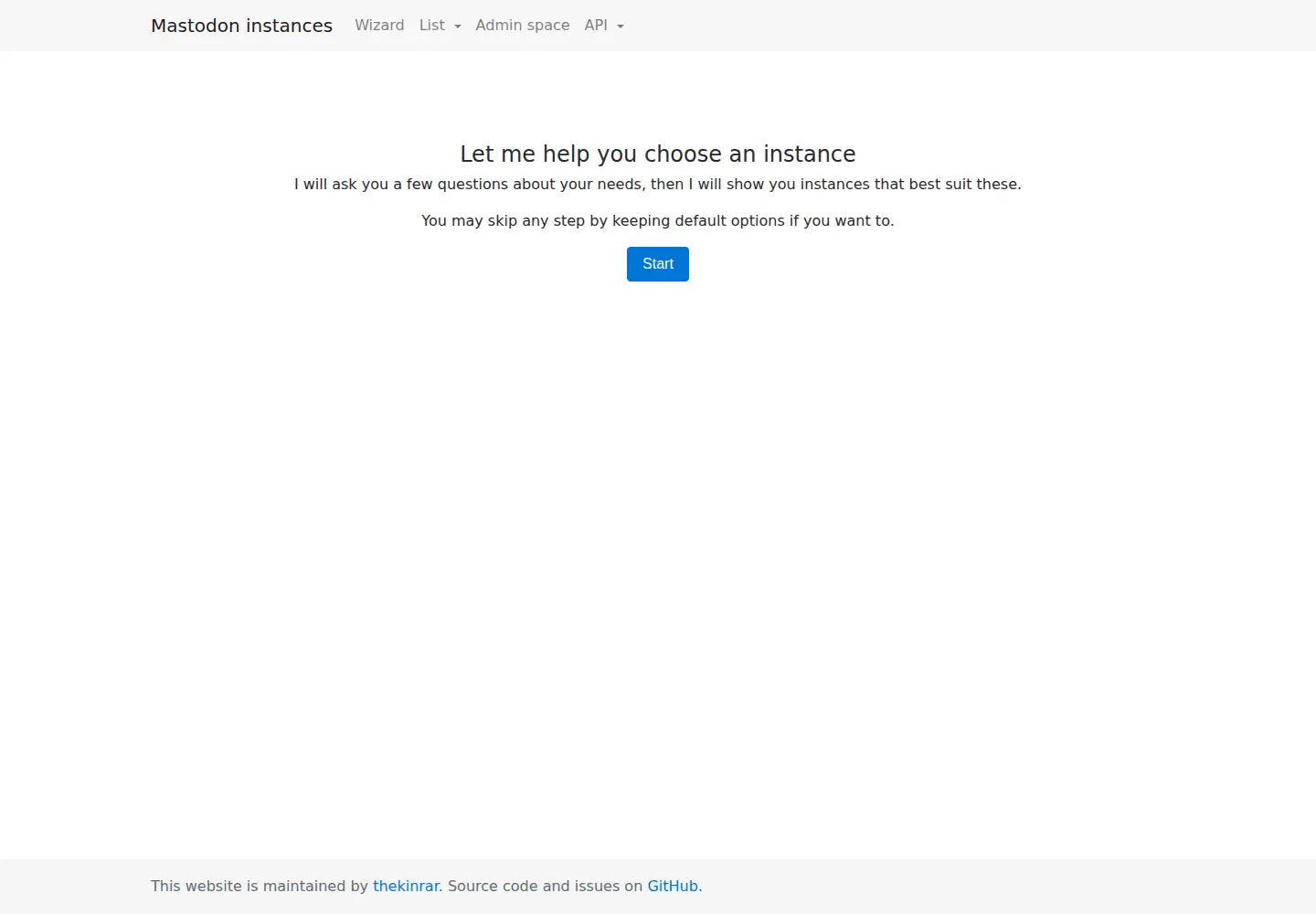 Captured homepage of instances.social in the current scan
