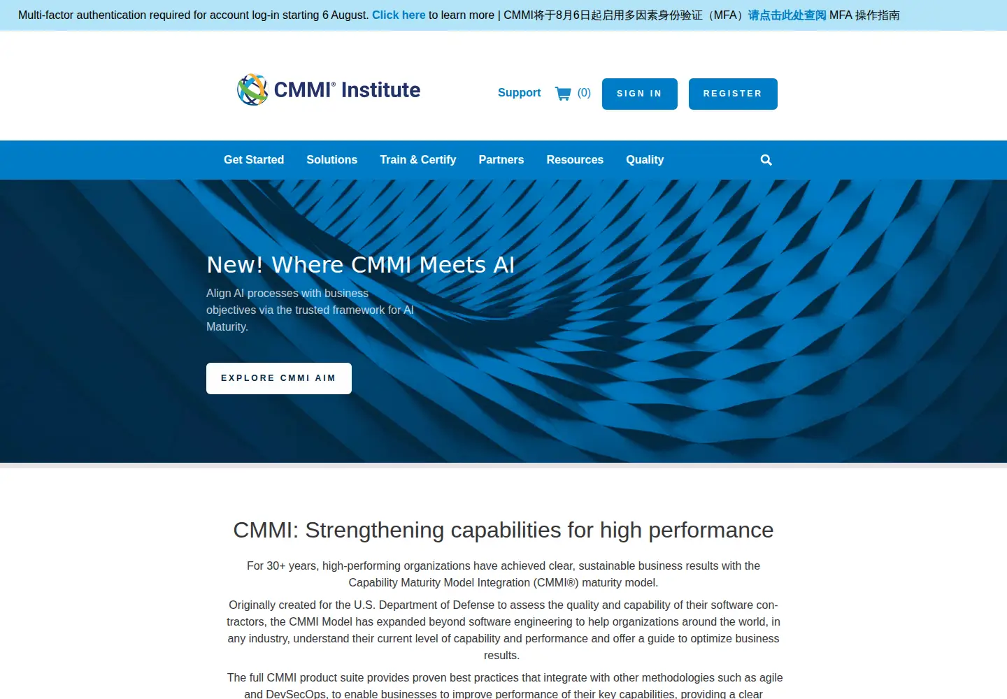 Screenshot of cmmiinstitute.com