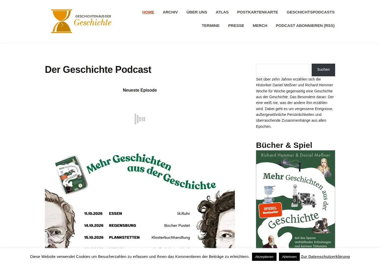 Captured homepage of geschichte.fm in the current scan