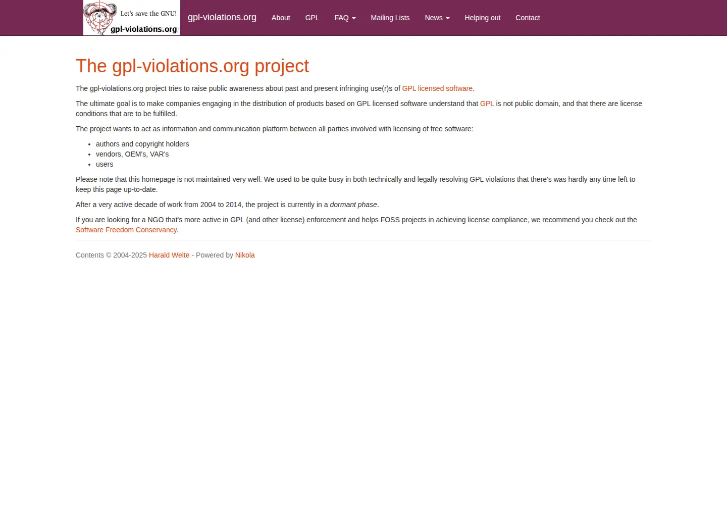 Screenshot of gpl-violations.org