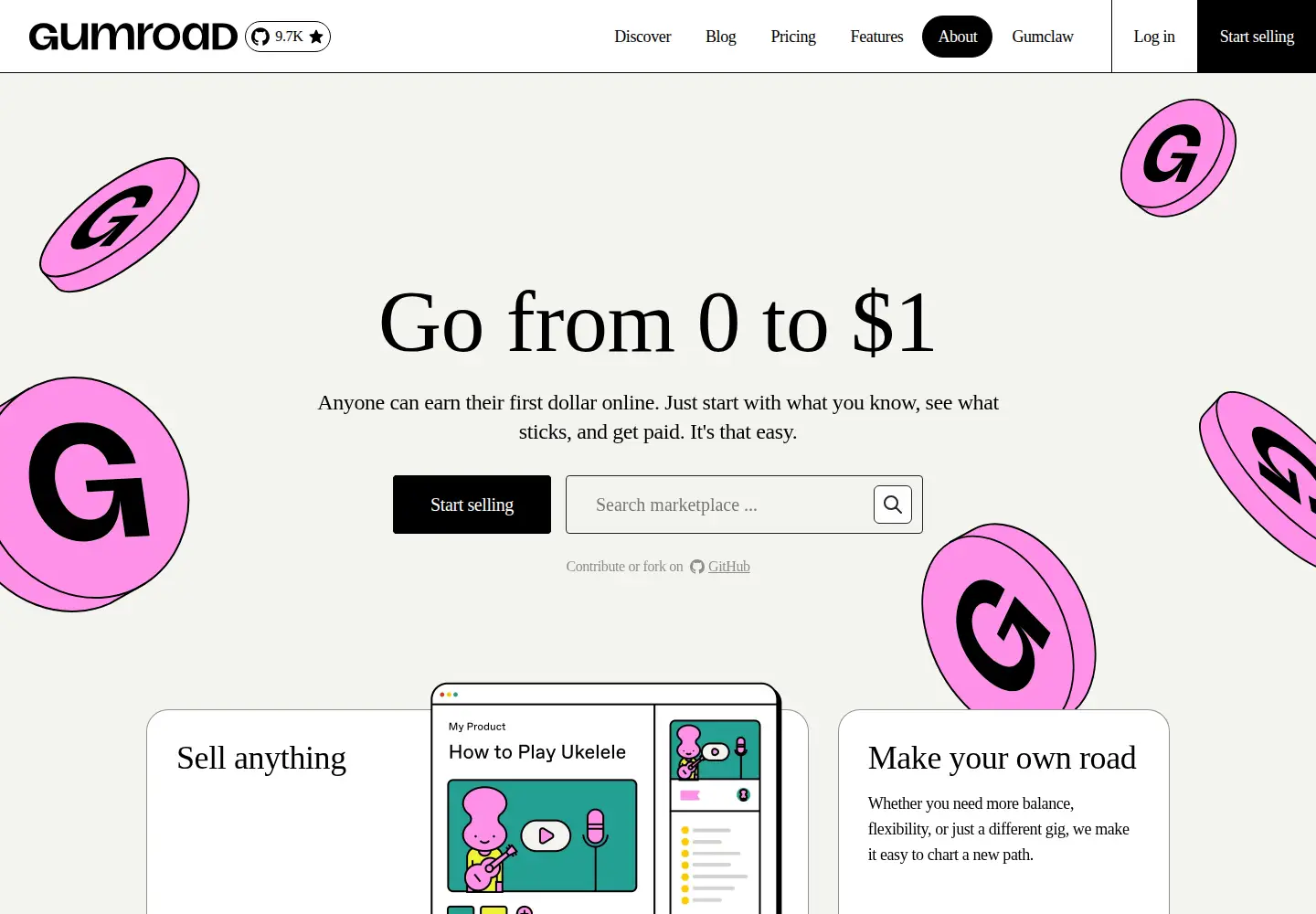 Screenshot of gumroad.com