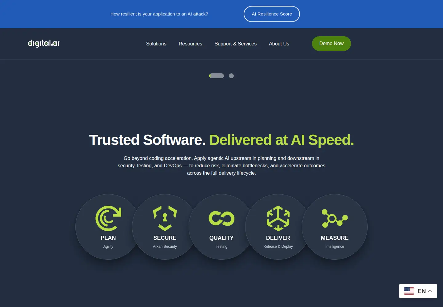 Captured homepage of digital.ai in the current scan