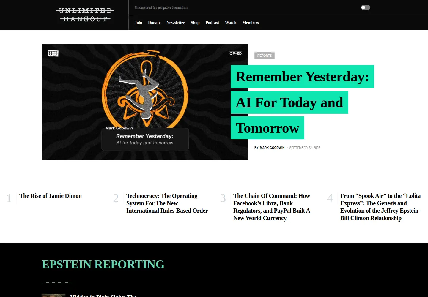 Captured homepage of unlimitedhangout.com in the current scan