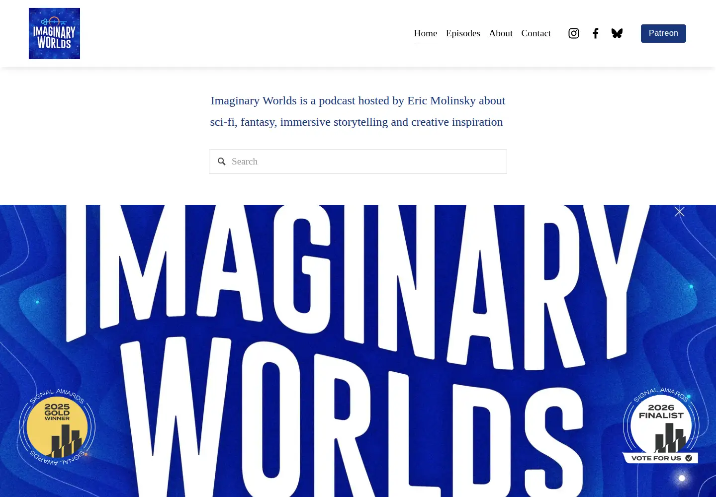 Screenshot of imaginaryworldspodcast.org