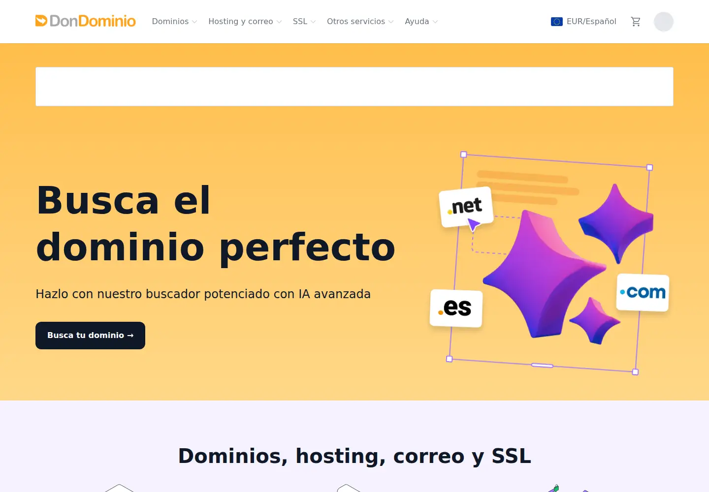 Screenshot of dondominio.com