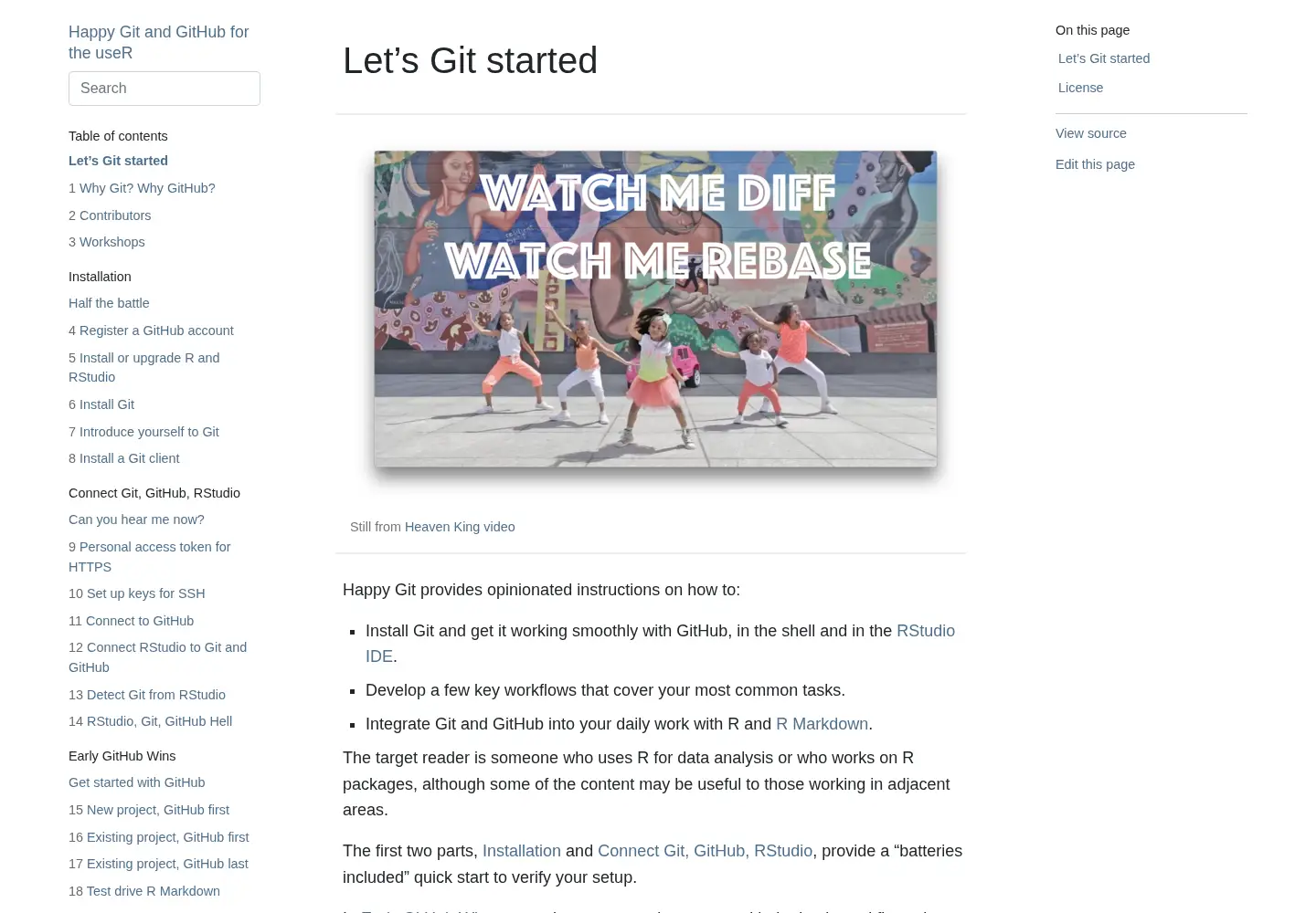 Screenshot of happygitwithr.com
