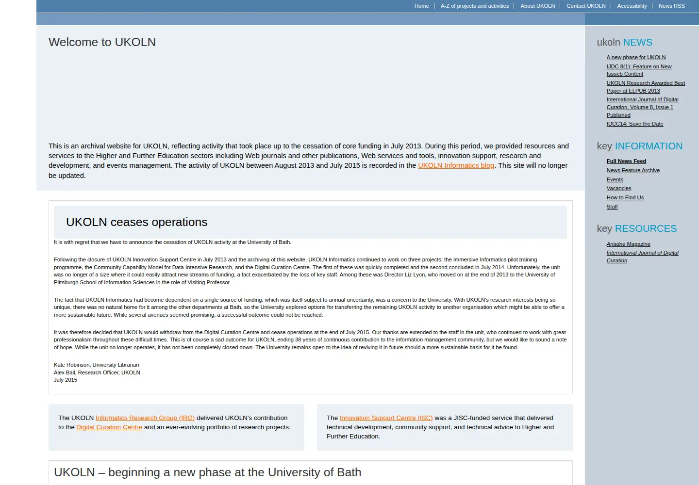 Screenshot of ukoln.ac.uk