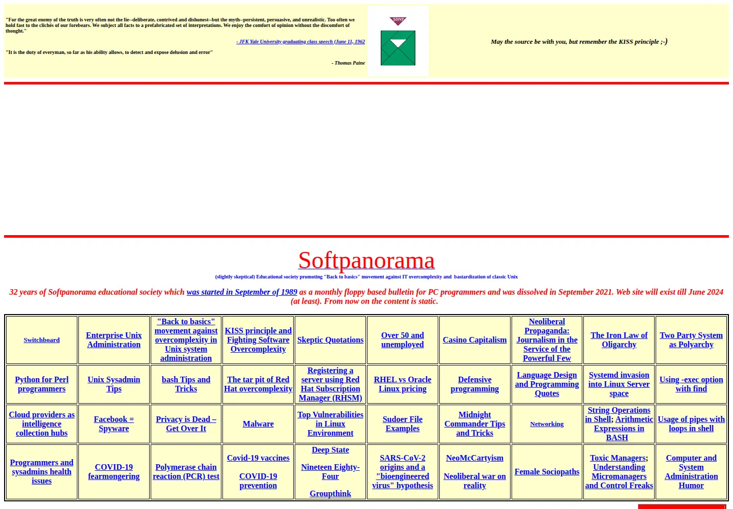 Screenshot of softpanorama.org