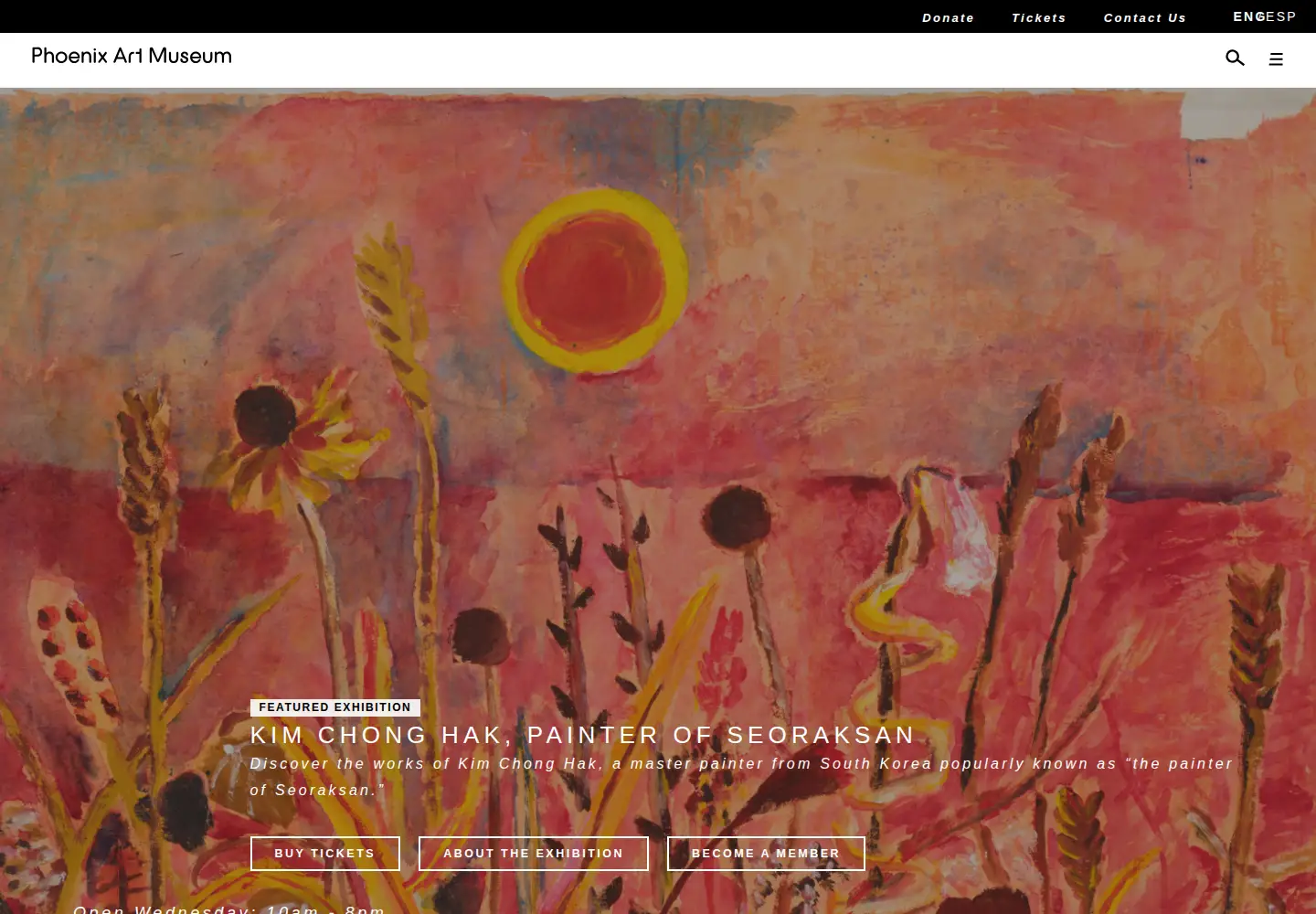 Captured homepage of phxart.org in the current scan