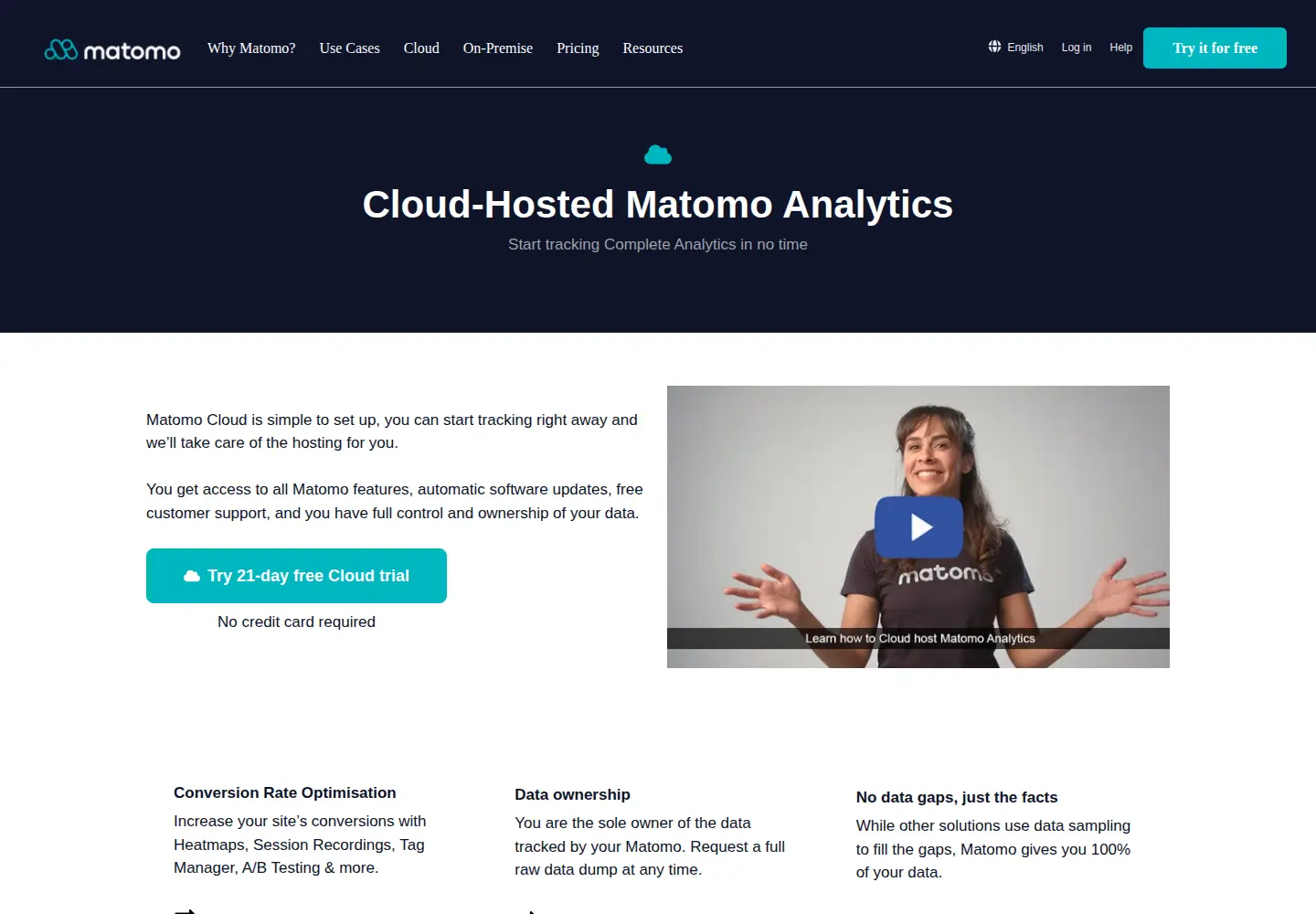 Screenshot of matomo.cloud