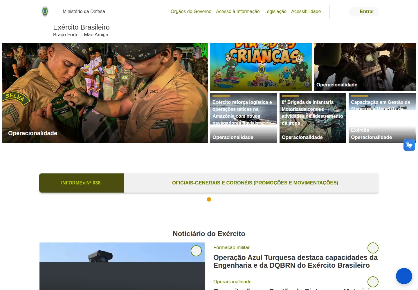 Captured homepage of eb.mil.br in the current scan