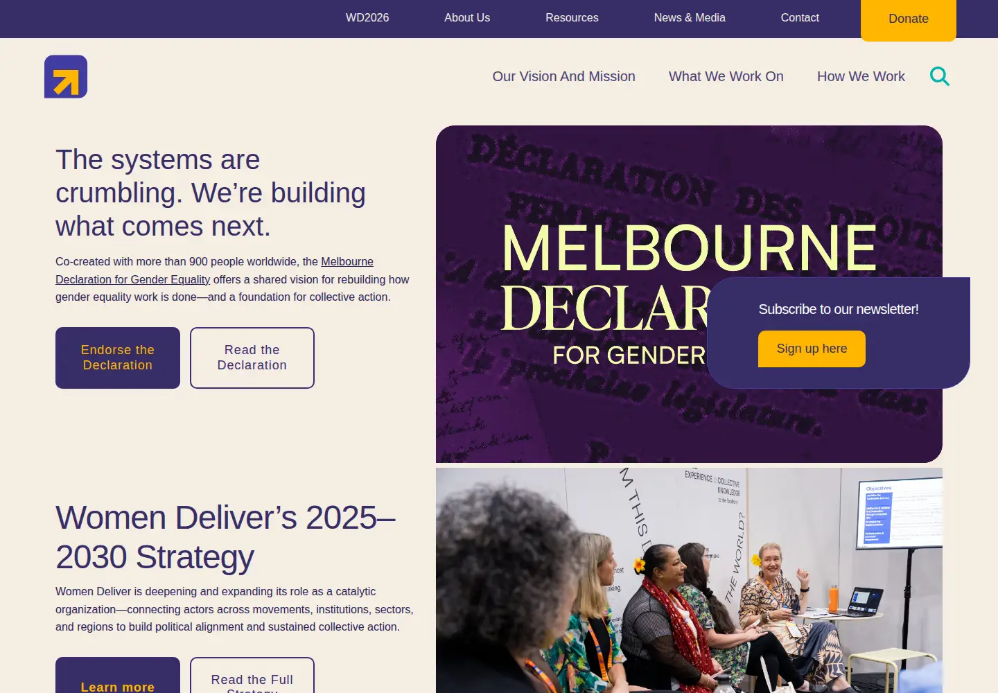 Captured homepage of womendeliver.org in the current scan