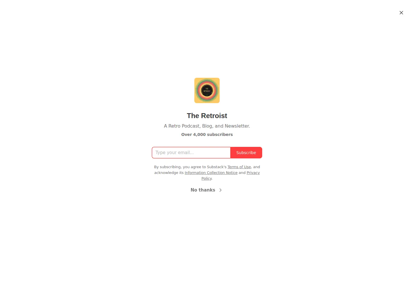 Screenshot of retroist.com