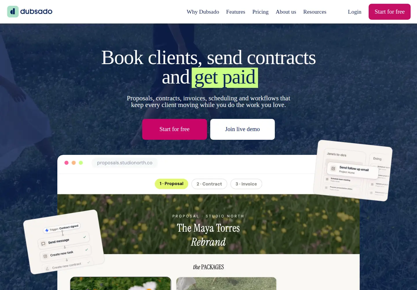 Screenshot of dubsado.com