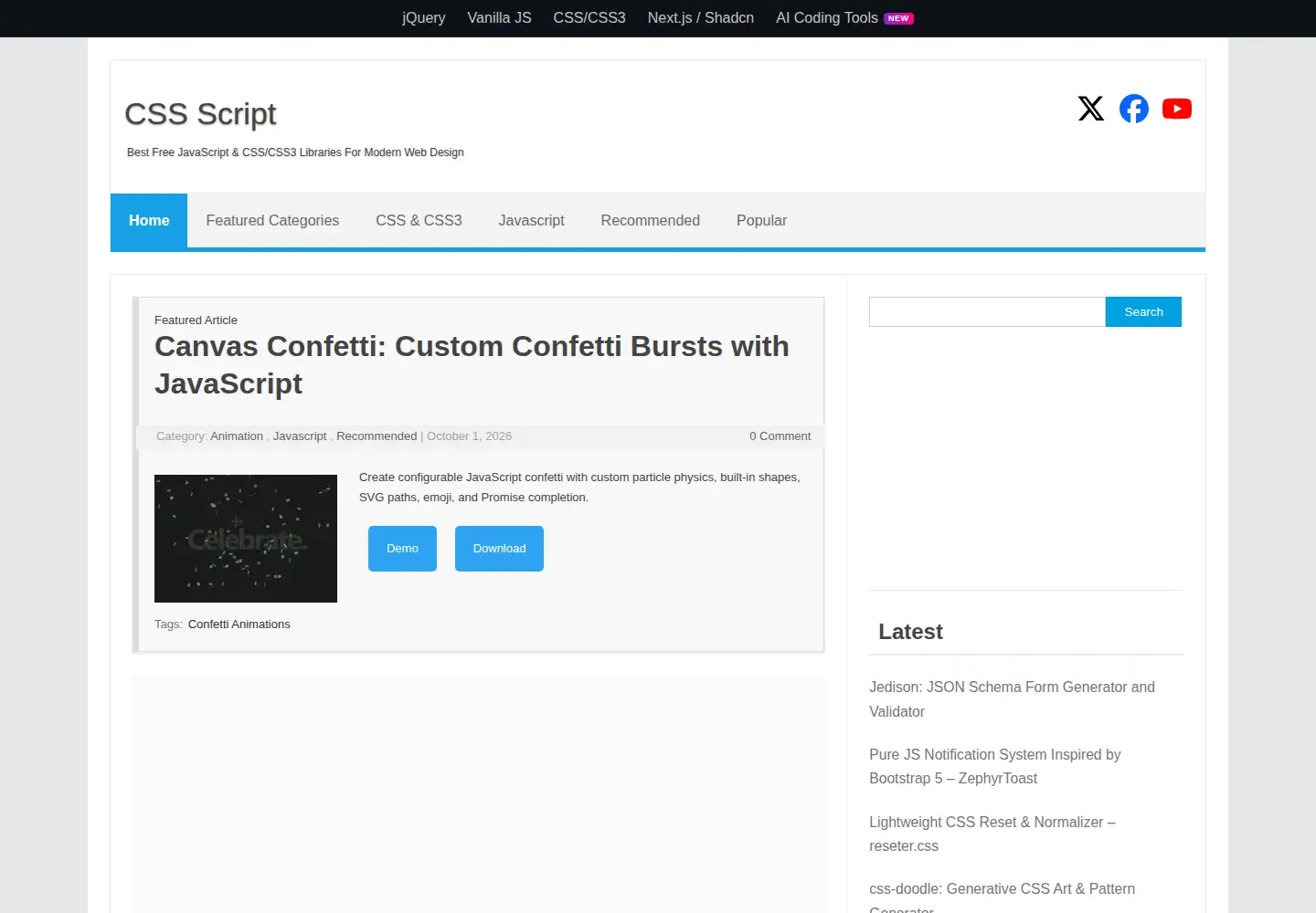 Captured homepage of cssscript.com in the current scan