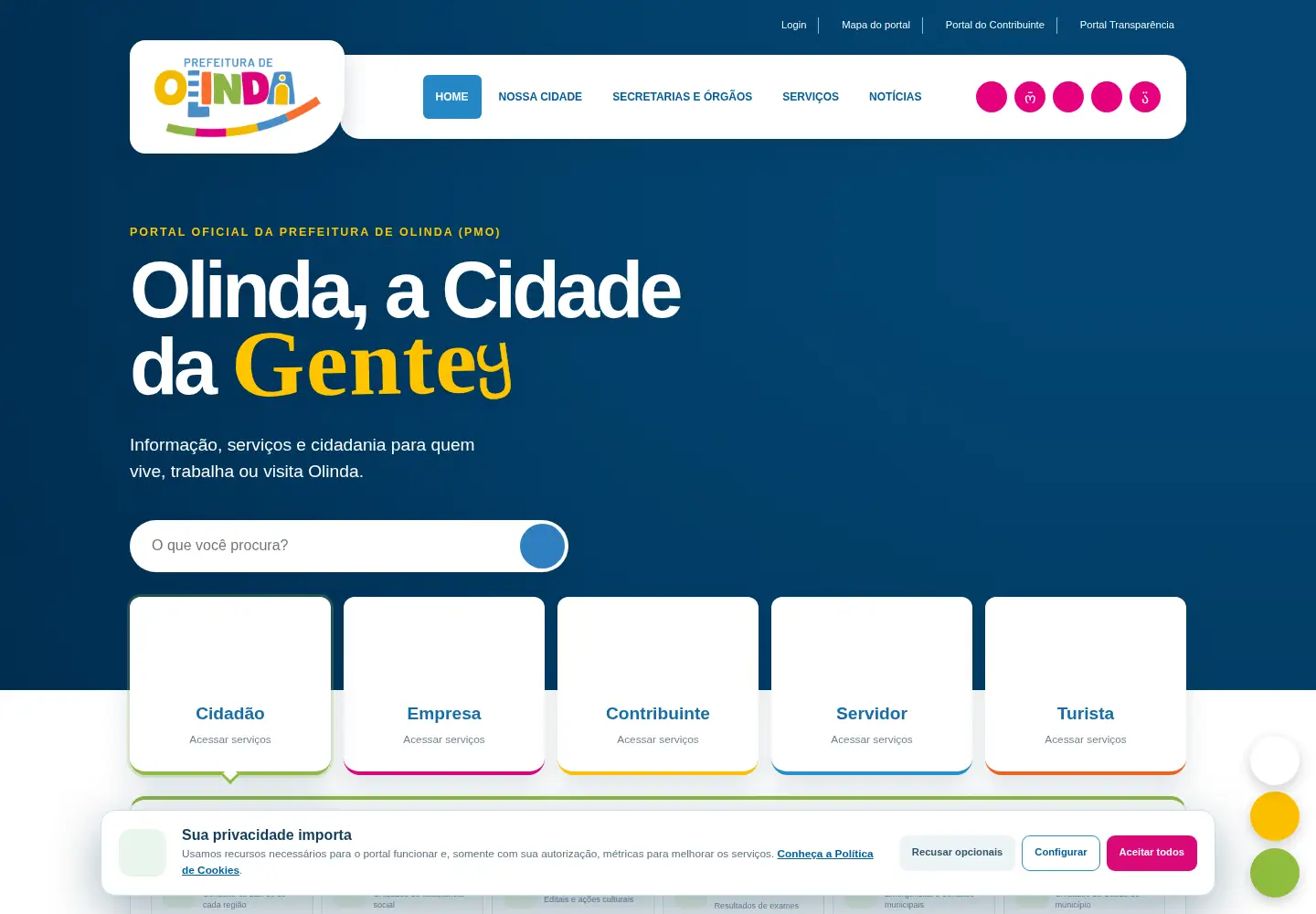 Captured homepage of olinda.pe.gov.br in the current scan