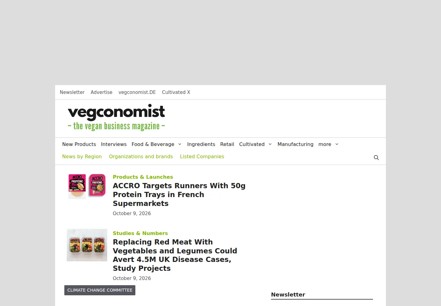 Screenshot of vegconomist.com