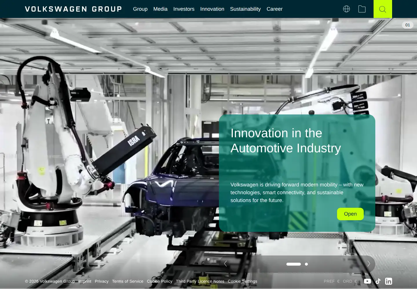 Captured homepage of volkswagen-group.com in the current scan