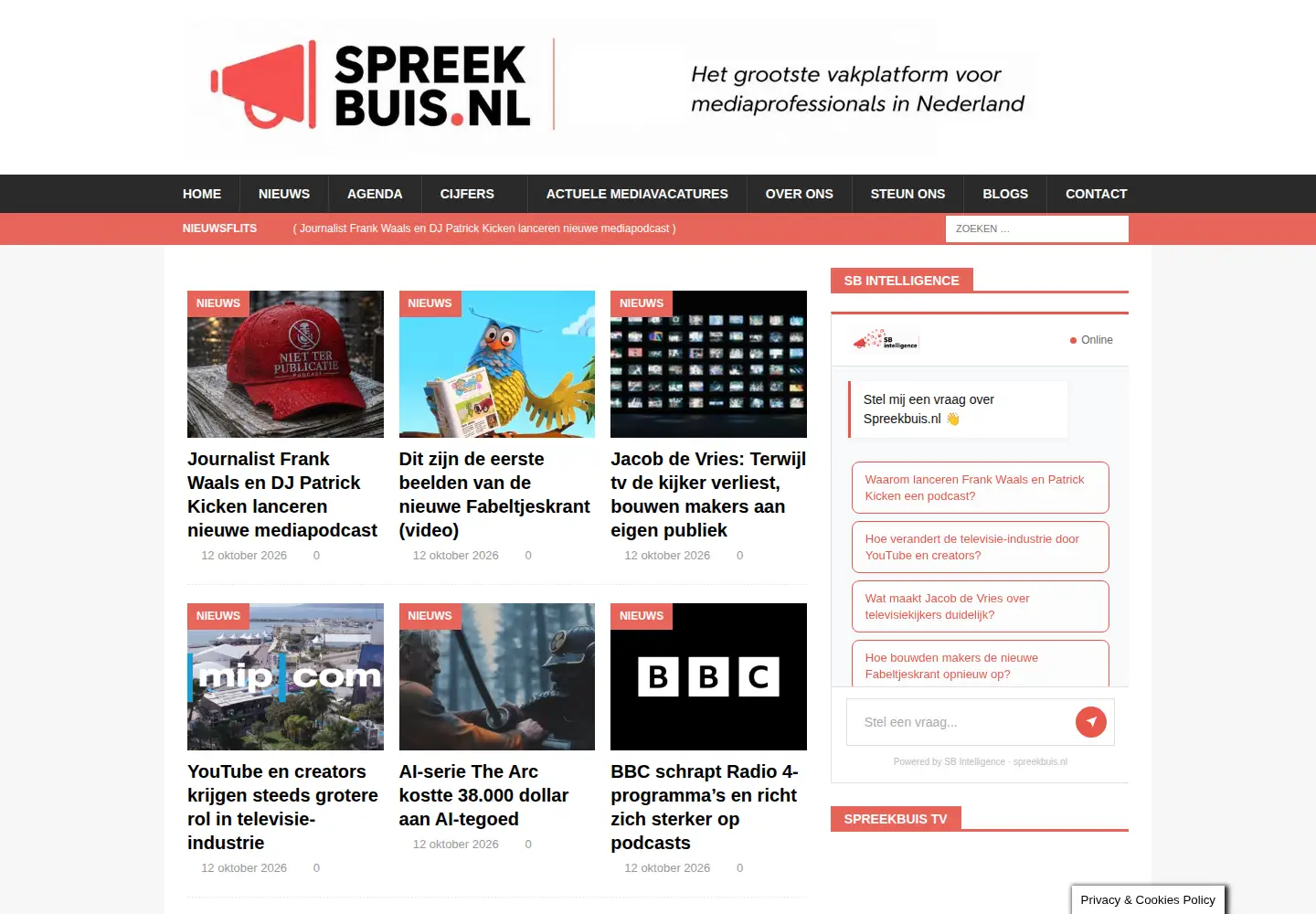 Captured homepage of spreekbuis.nl in the current scan