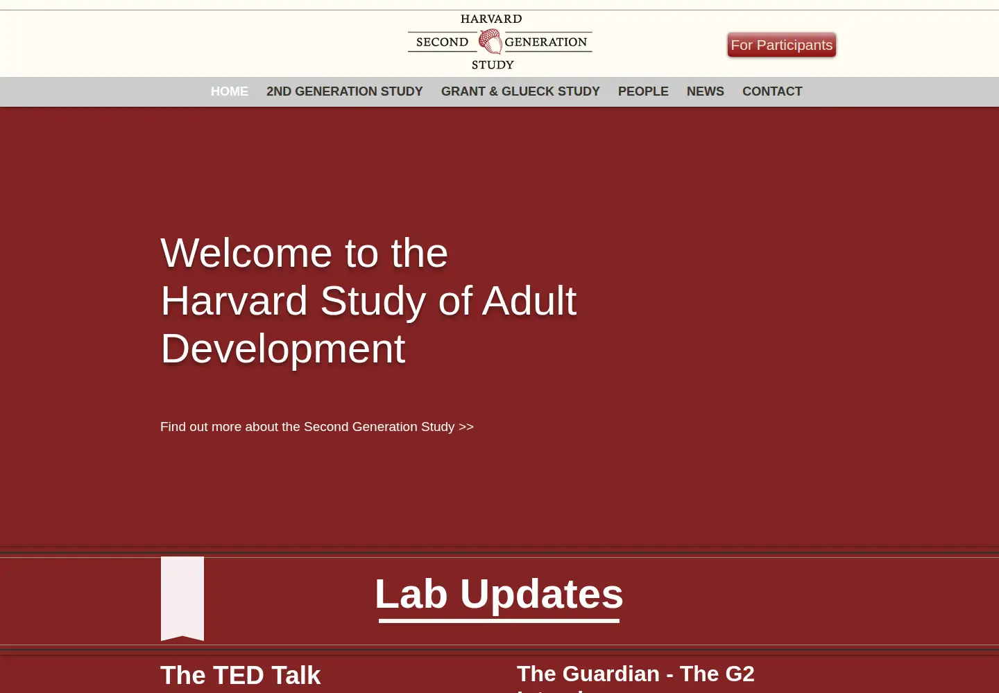 Screenshot of adultdevelopmentstudy.org