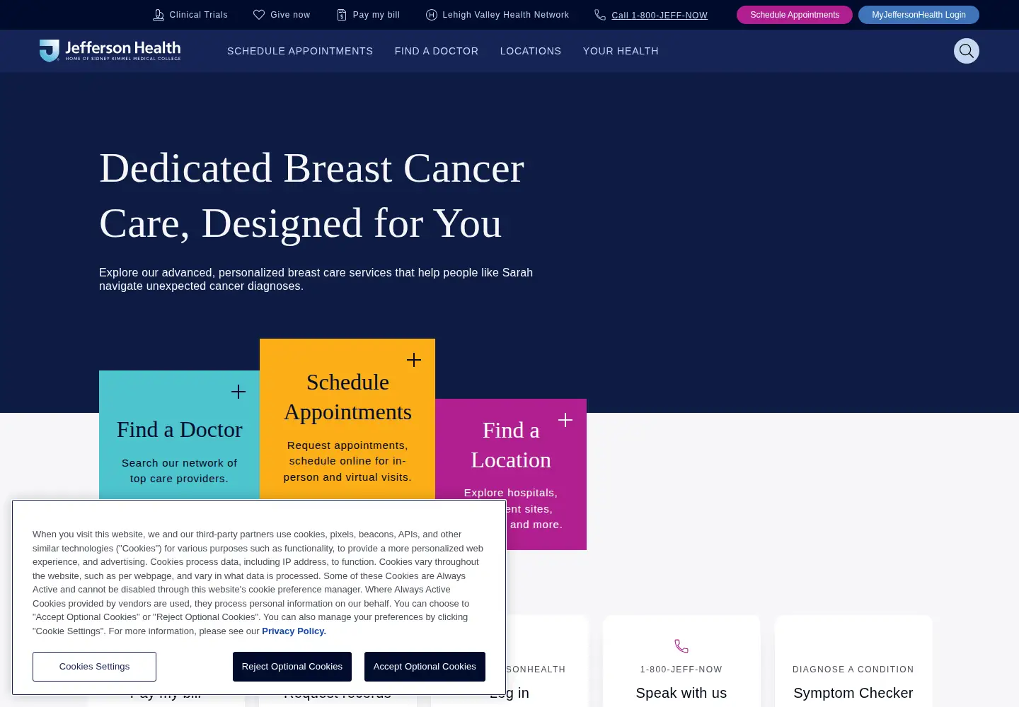 Screenshot of jeffersonhealth.org
