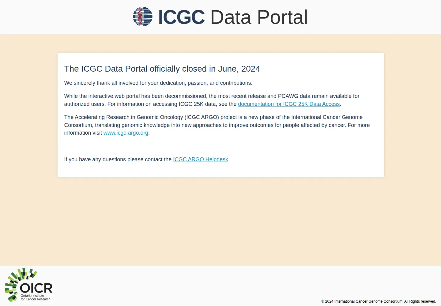 Screenshot of icgc.org