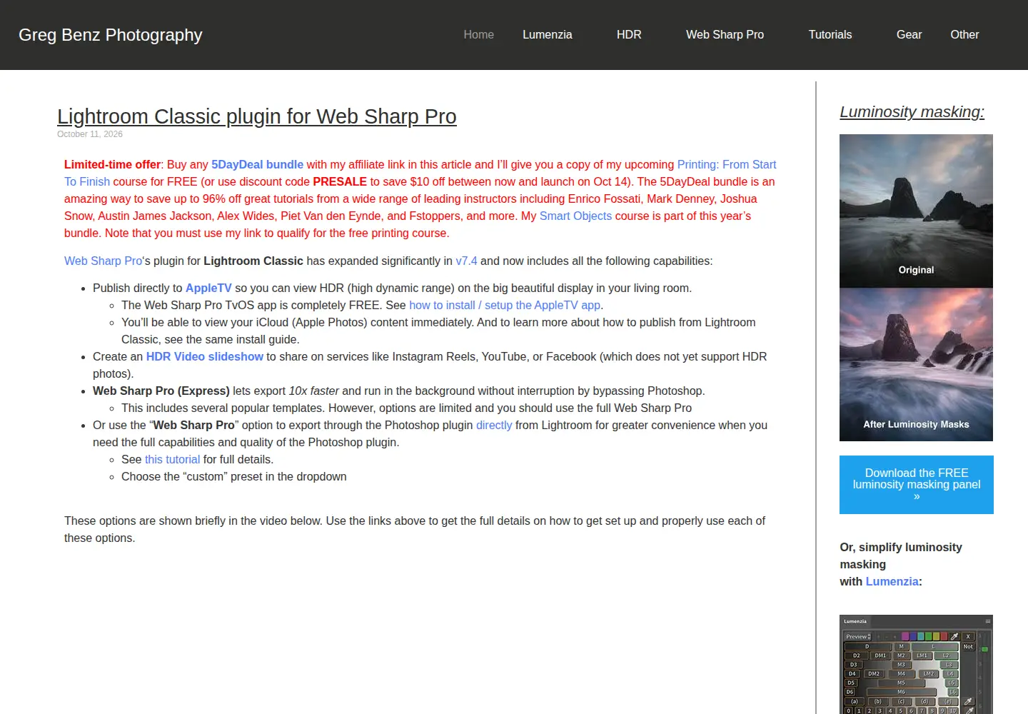 Screenshot of gregbenzphotography.com
