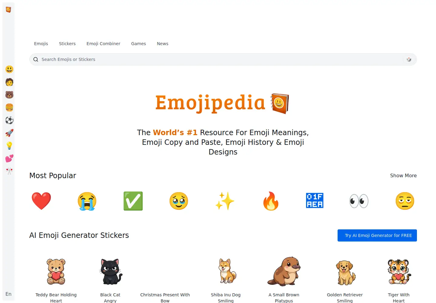 Screenshot of emojipedia.org
