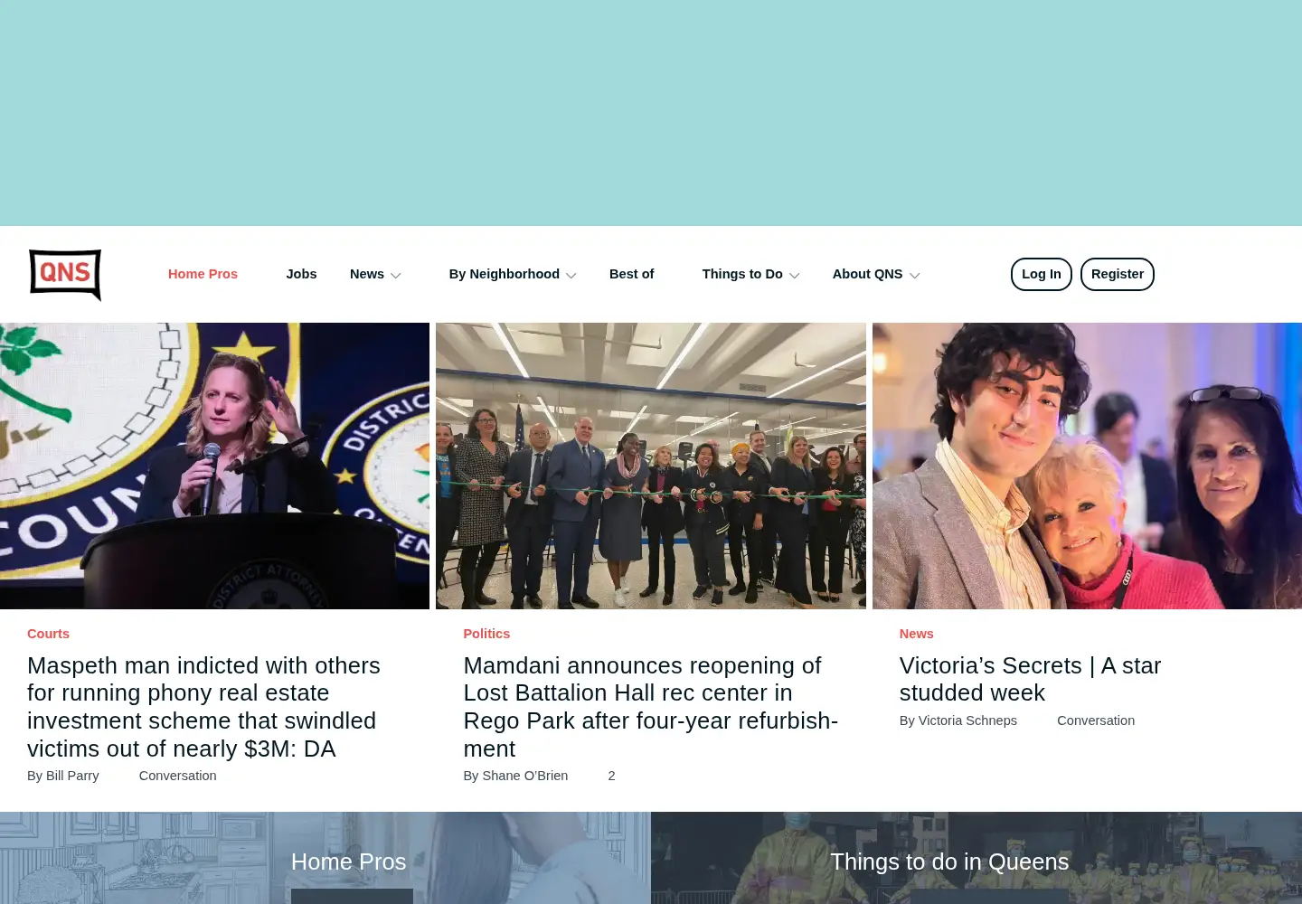 Captured homepage of qns.com in the current scan