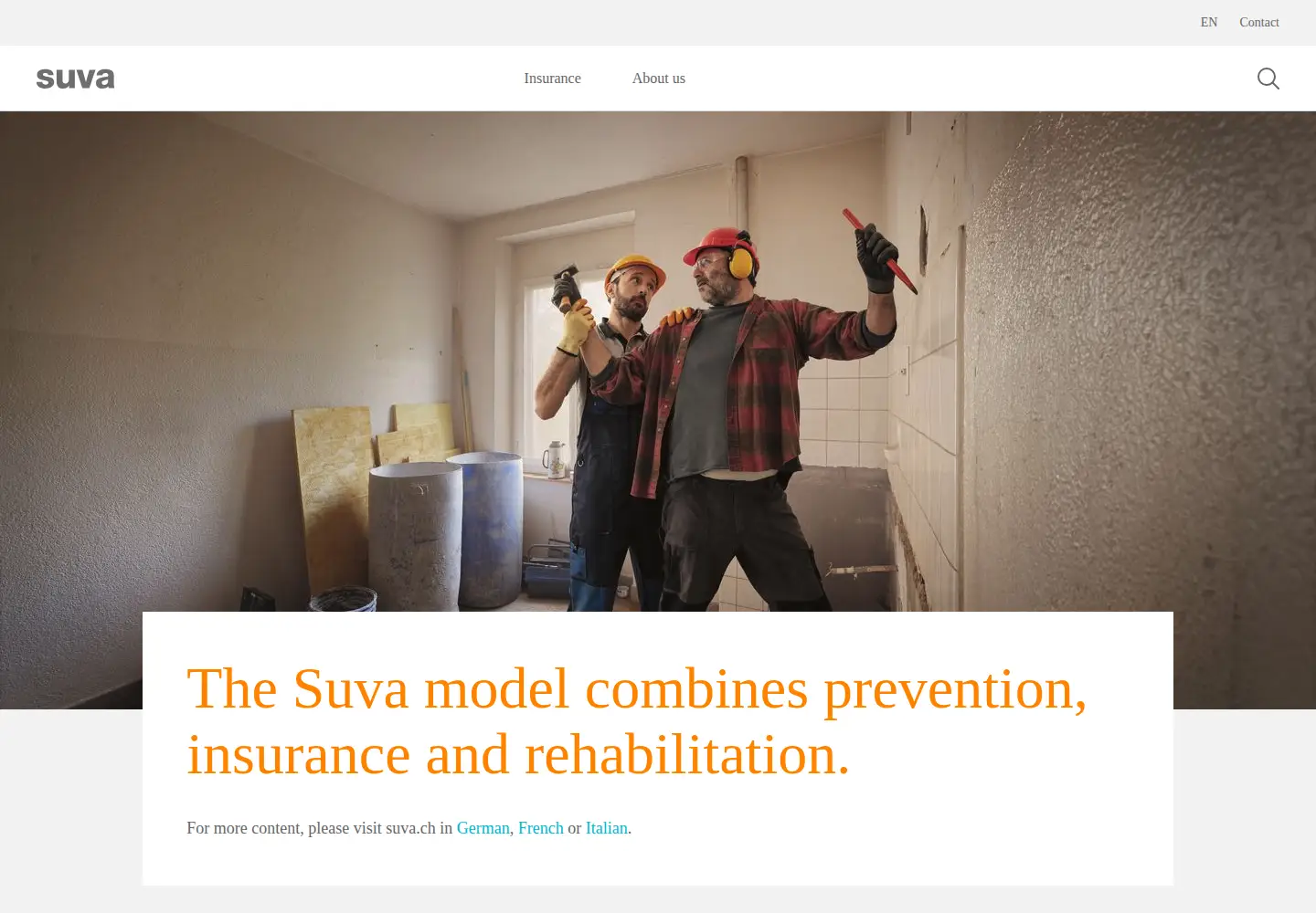 Screenshot of suva.ch