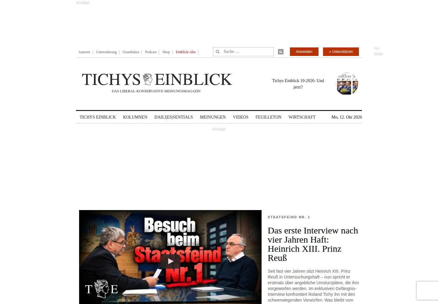 Screenshot of tichyseinblick.de