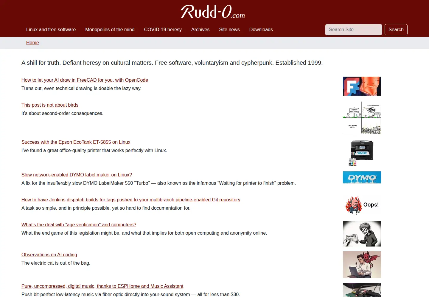 Captured homepage of rudd-o.com in the current scan