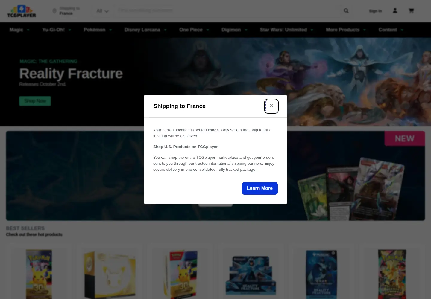 Screenshot of tcgplayer.com